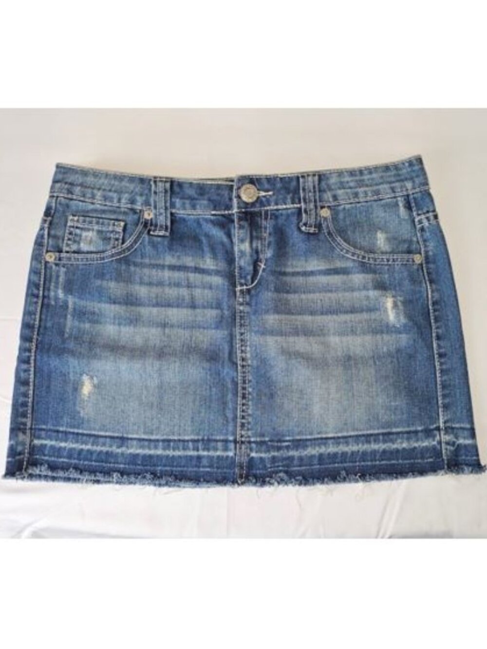 So Wear It Declare It Distressed Denim Mini Skirt